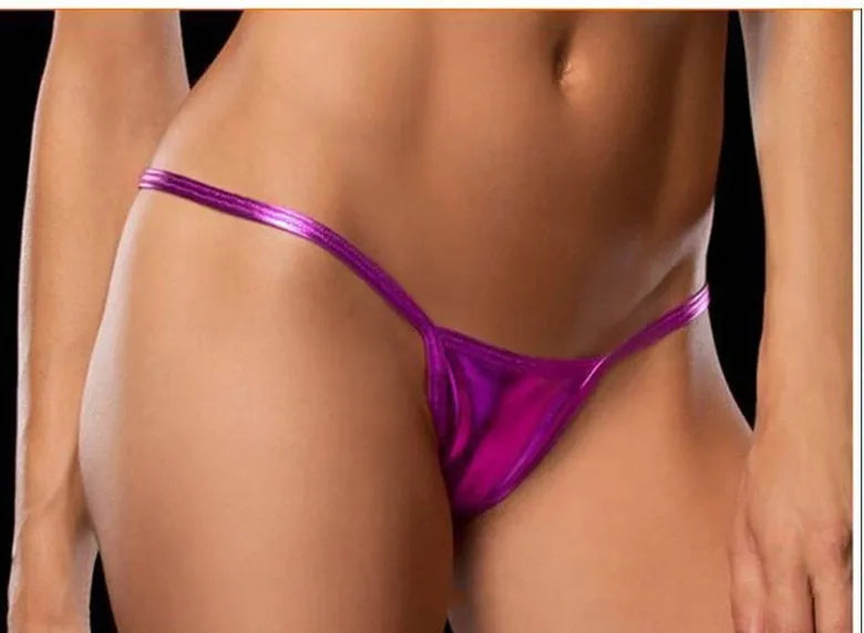 Custom Thong Name Shiny Letter PU Leather