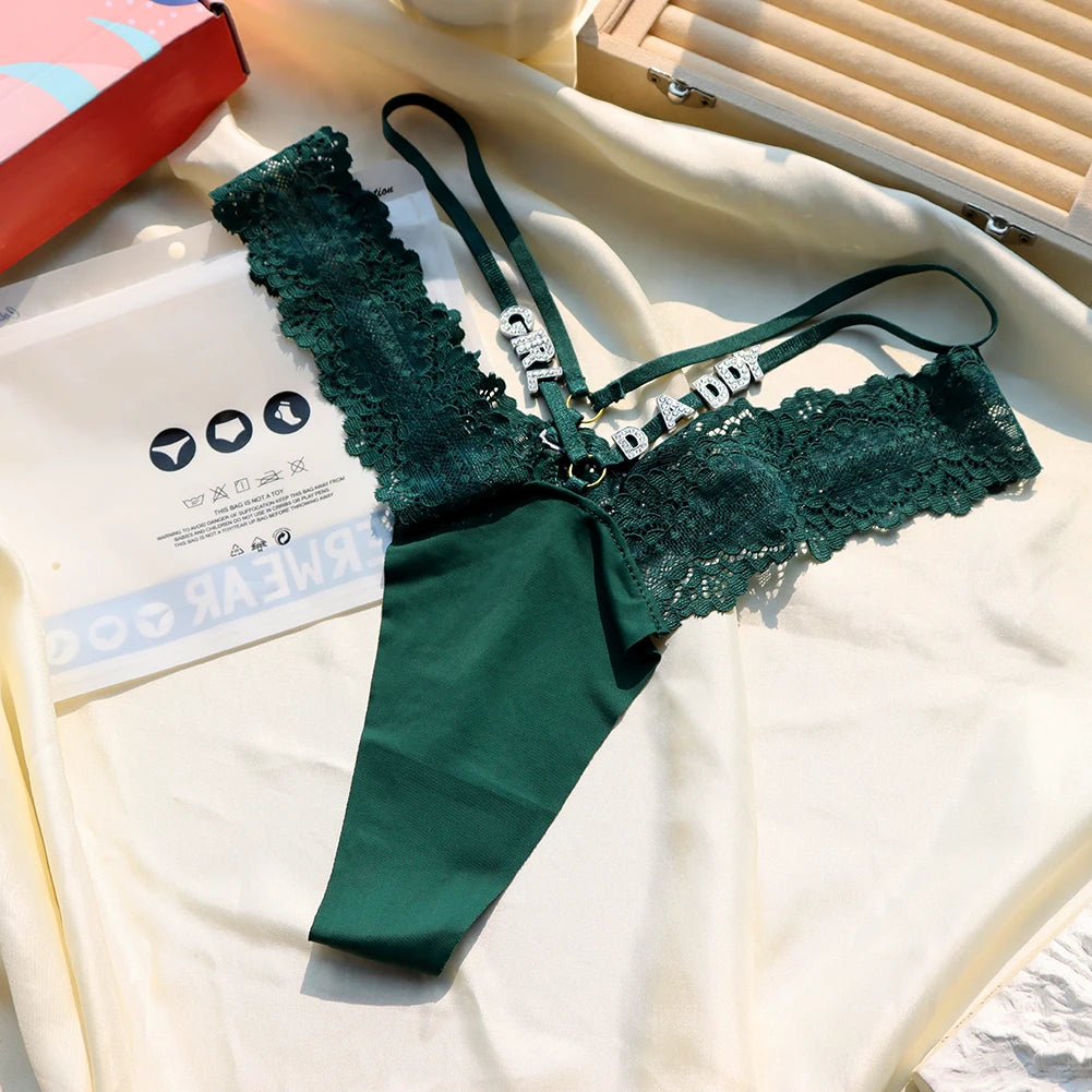 Sexy Lace Lingerie Temptation Custom Name Crystal letters