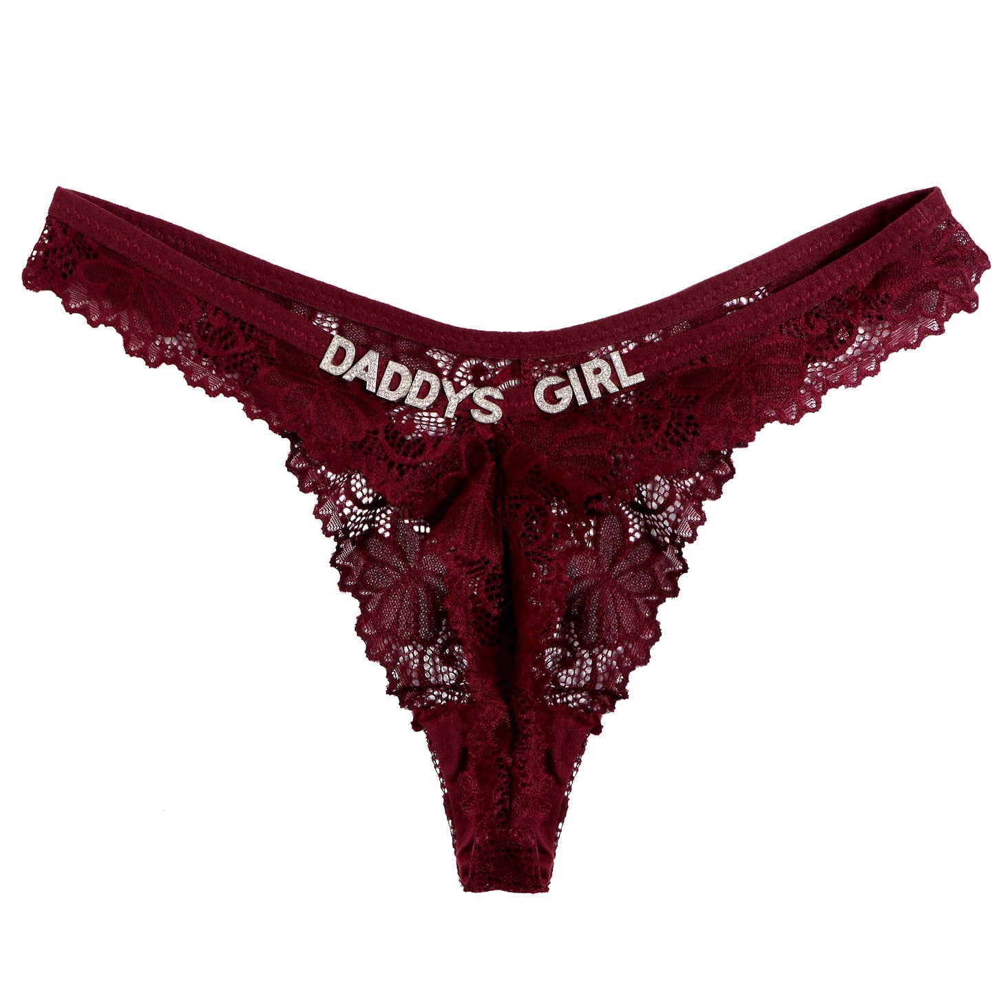 Personalized Crystal Letter Thong for Women Sexy Lace