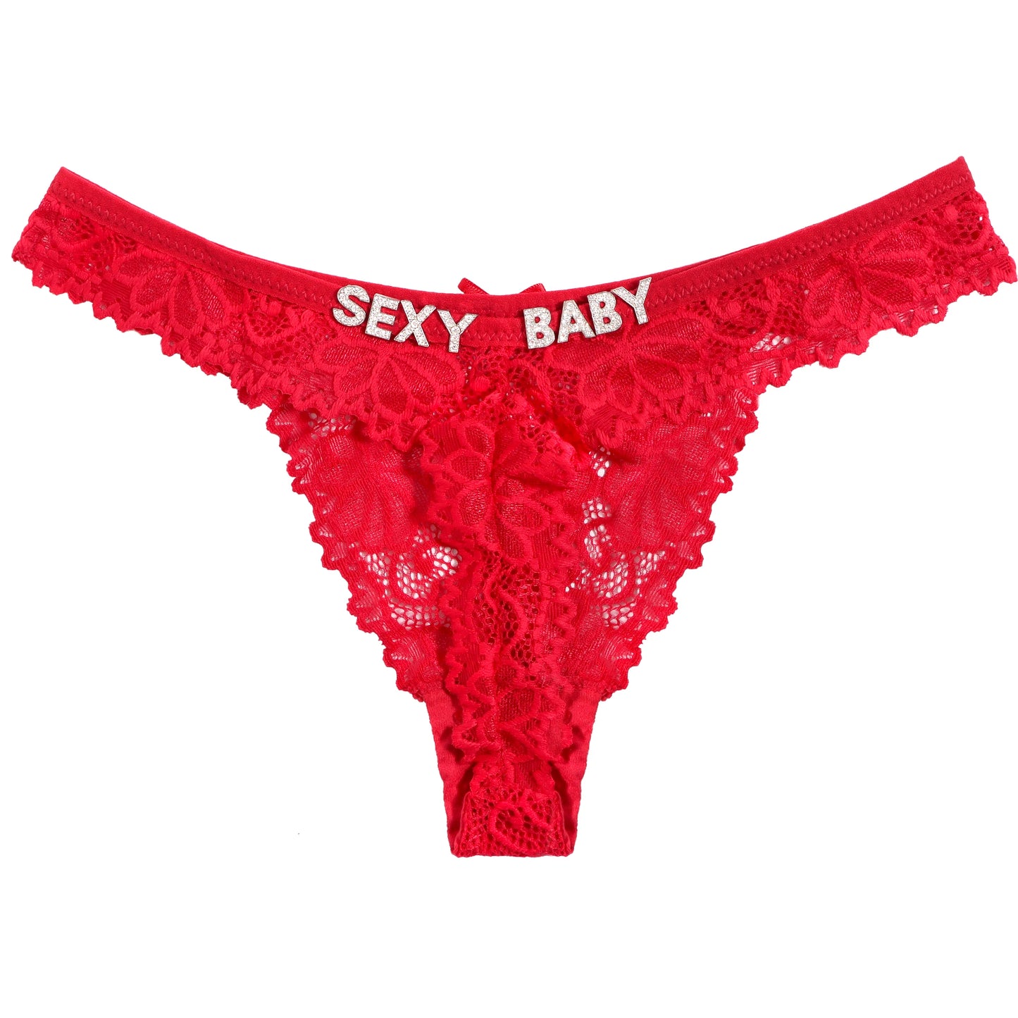 Personalized Crystal Letter Thong for Women Sexy Lace