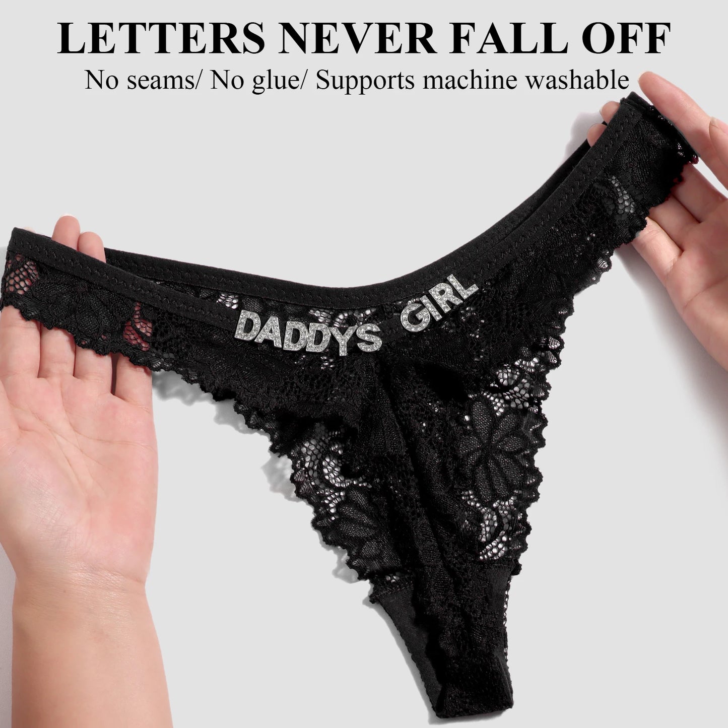 Personalized Crystal Letter Thong for Women Sexy Lace