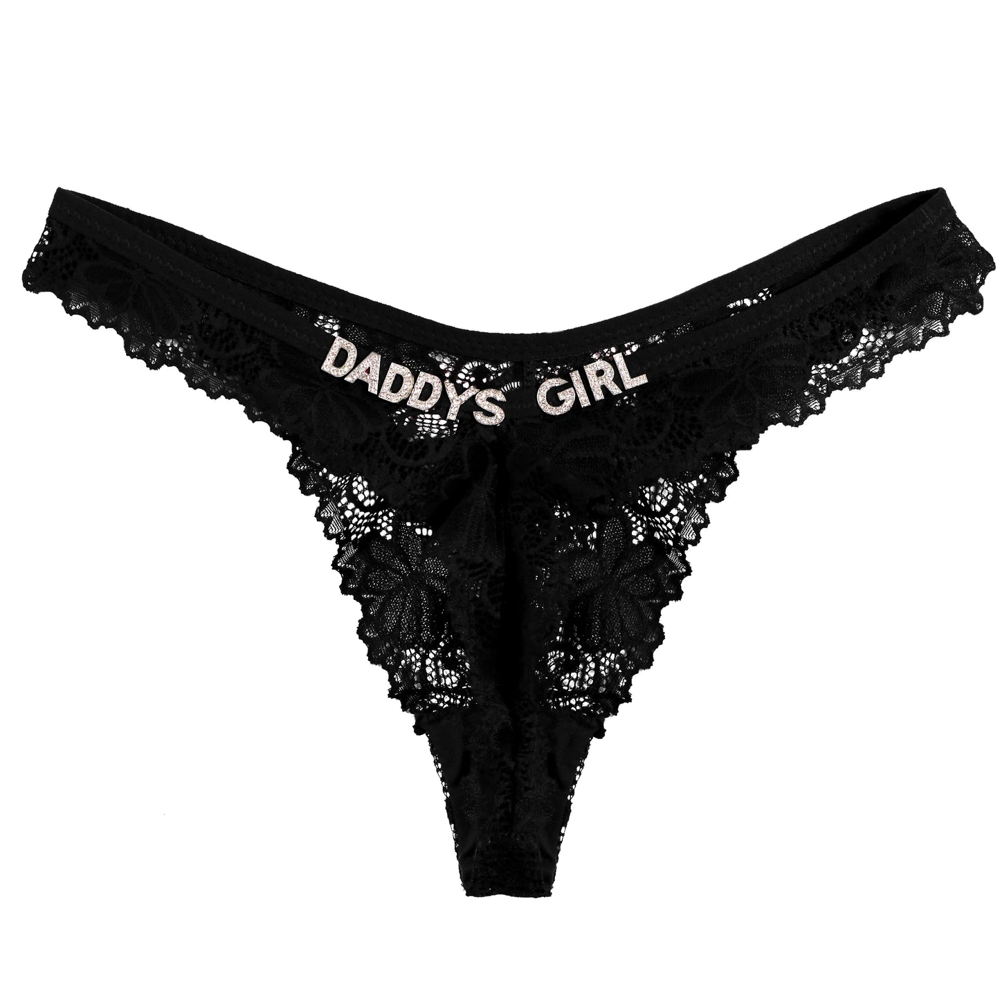 Personalized Crystal Letter Thong for Women Sexy Lace