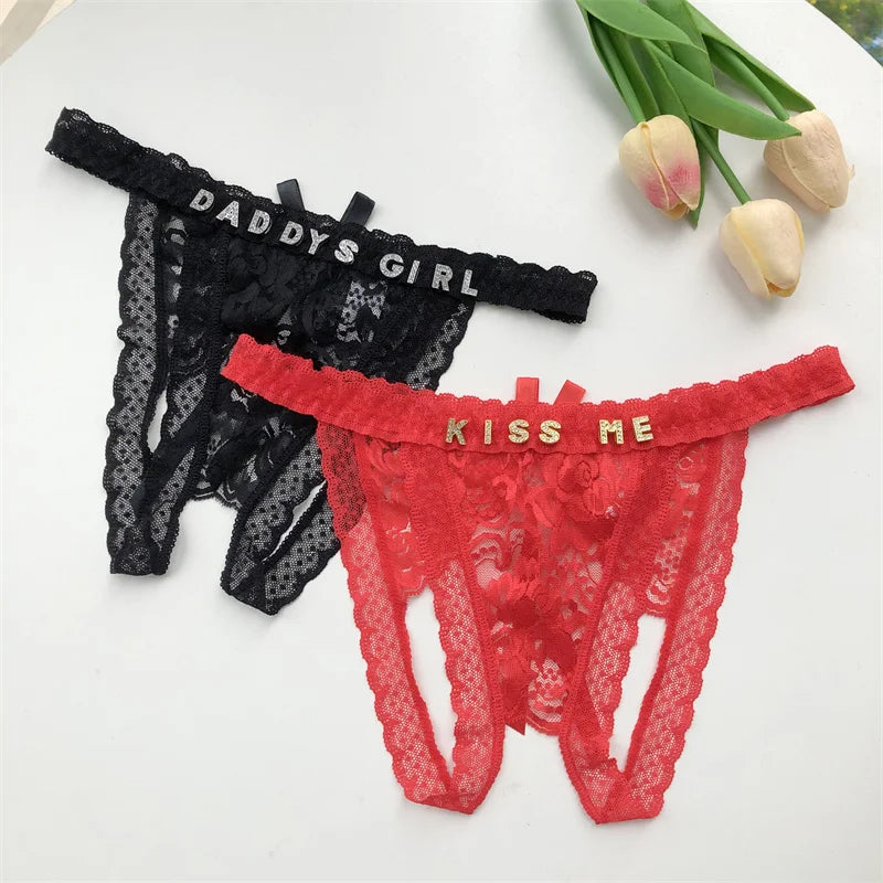 Customized G-String Panties Crystal Letters Personalized Name Women's
