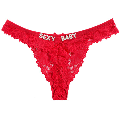 Personalized Crystal Letter Thong for Women Sexy Lace