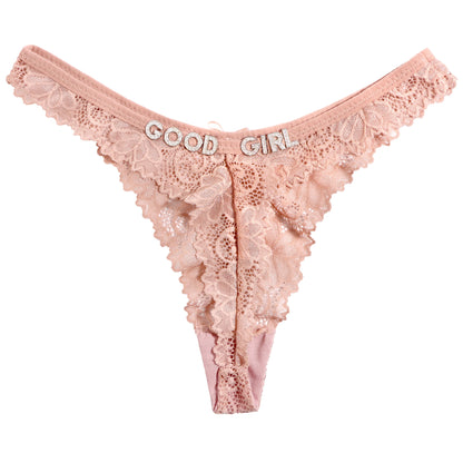 Personalized Crystal Letter Thong for Women Sexy Lace